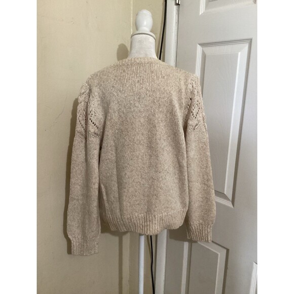 J. Crew Factory Pointelle Sweater Heather Natural Dusk Beige L - Picture 5 of 7